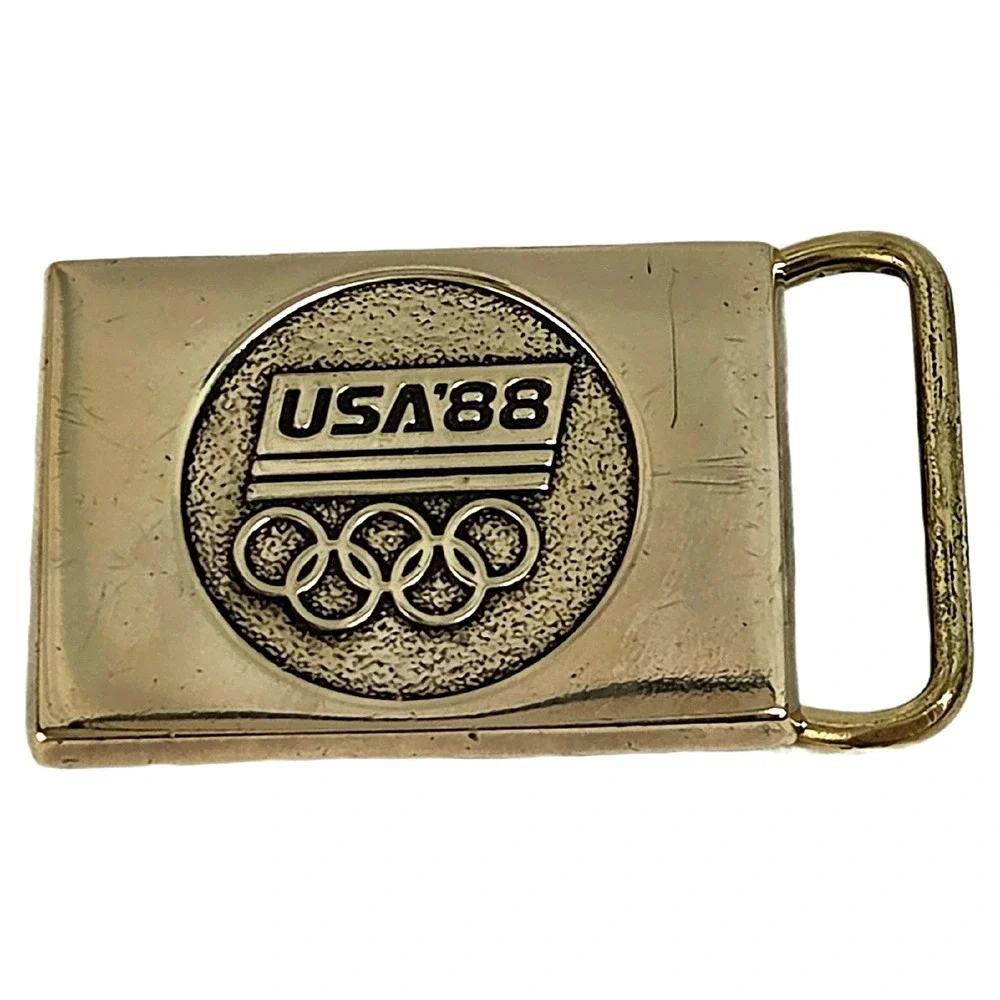 BTS 1988 USA Olympics Solid Brass Belt Buckle Vintage Collectible Retro Accessor